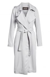 Badgley Mischka Faux Leather Trim Long Trench Coat   Nordstrom at Nordstrom